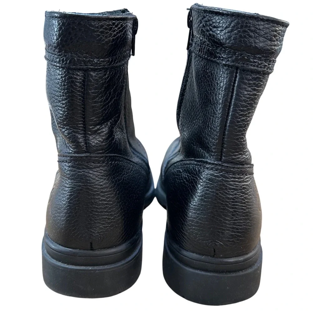 Florsheim Mens Black Pebbled Leather Shearling Lined‎ Side Zip Boots Size 10M